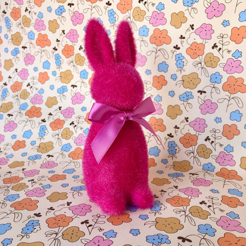 Fuzzy Bunny with Bow - Fuchsia