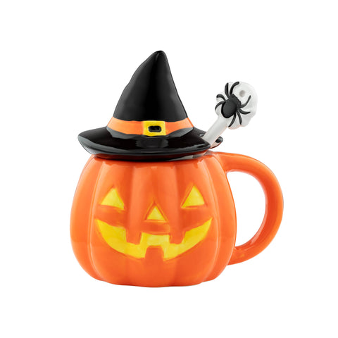 Jack-O-Lantern Mug with Hat and Spoon