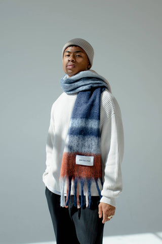 The Stockholm Scarf - Navy and Rust Check