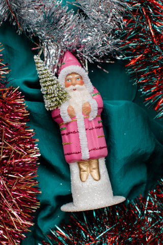 Papier-Mâché Santa - Hot Pink Striped