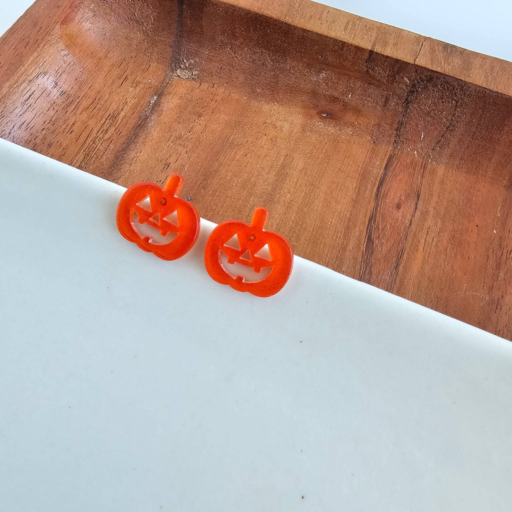 Jack O' Lantern Pumpkin Stud Earrings