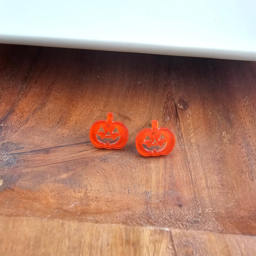 Jack O' Lantern Pumpkin Stud Earrings