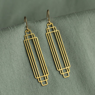 Art Deco Gold Rectangle Earrings