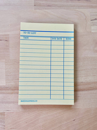 Library Card Notepad - Yellow