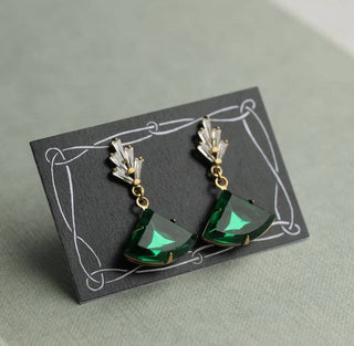 Emerald Green Chrysler Art Deco Earrings