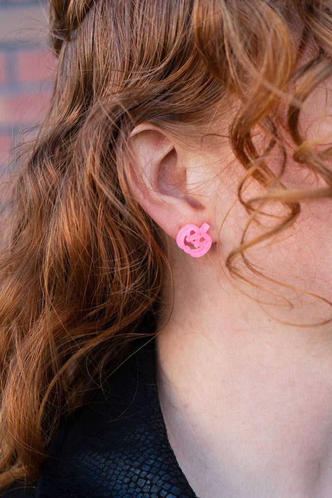 Pink Pumpkin Stud Earrings