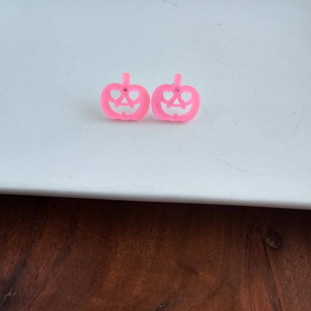 Pink Pumpkin Stud Earrings