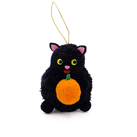 Pumpkin Cat Pom Pom Ornament