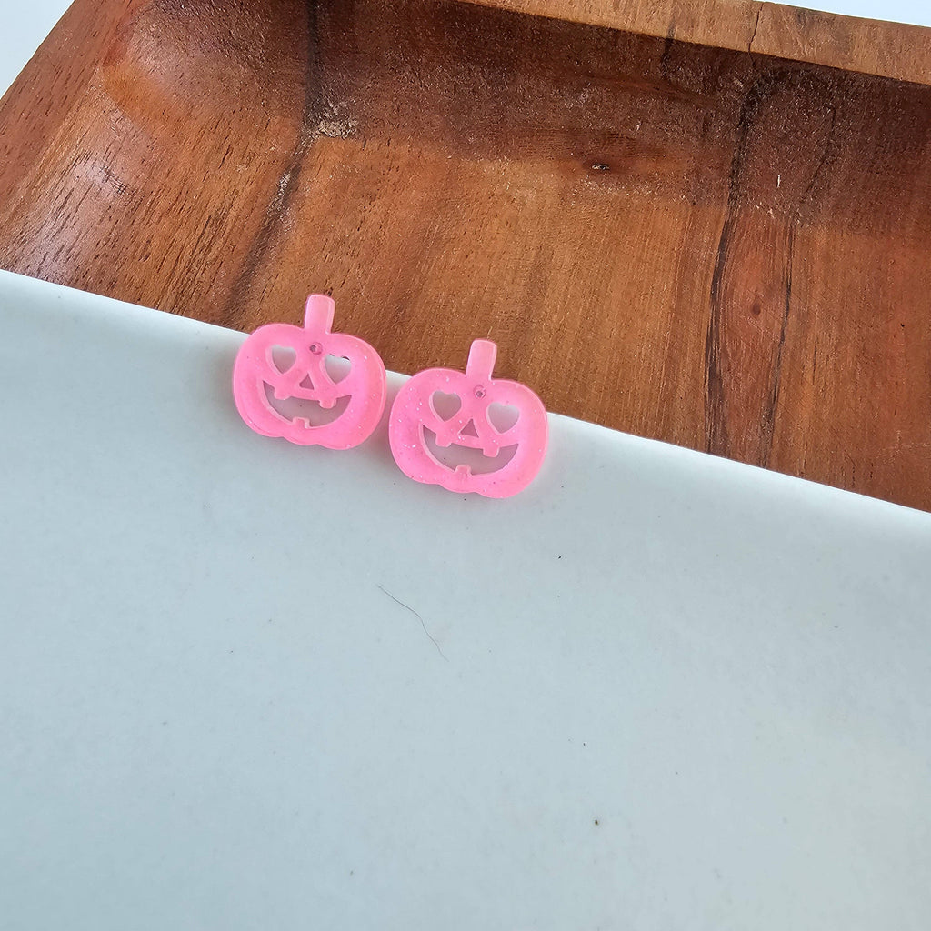 Pink Pumpkin Stud Earrings