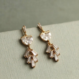 Art Deco Crystal Moon Earrings