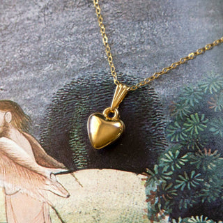 Vintage Gold Mini Puff Heart Necklace