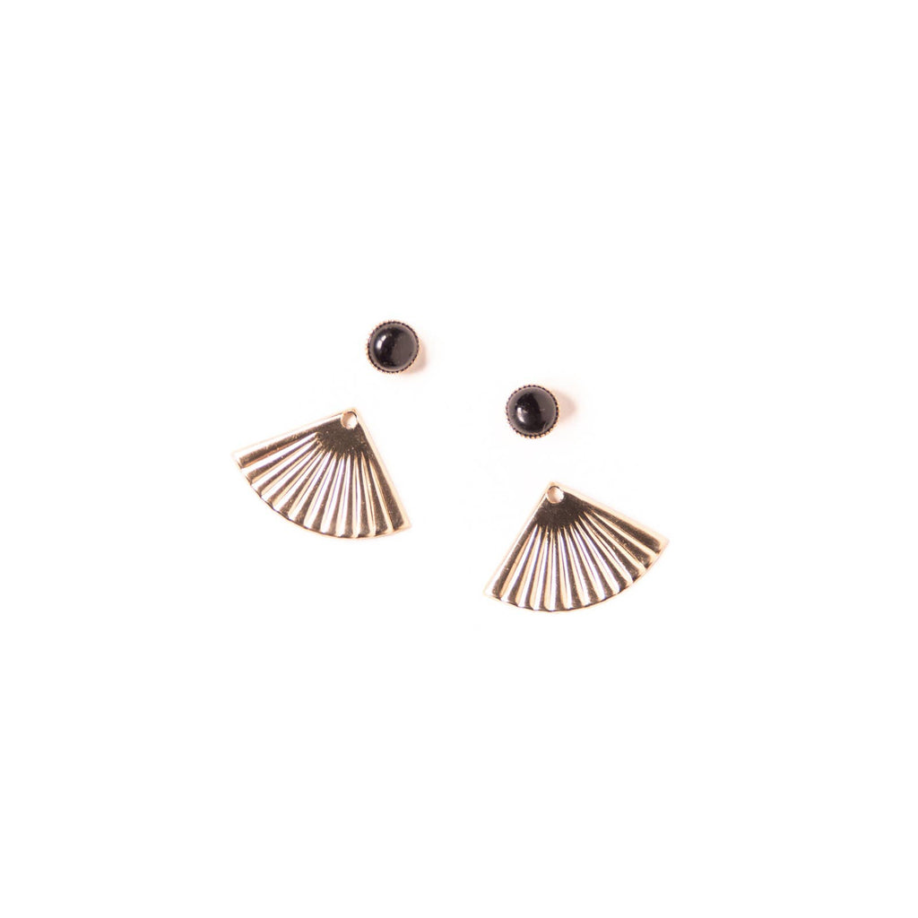 Onyx Mini Pleat Jacket Earrings