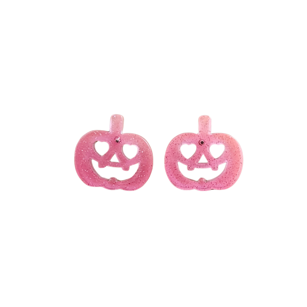 Pink Pumpkin Stud Earrings