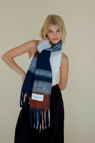 The Stockholm Scarf - Navy and Rust Check