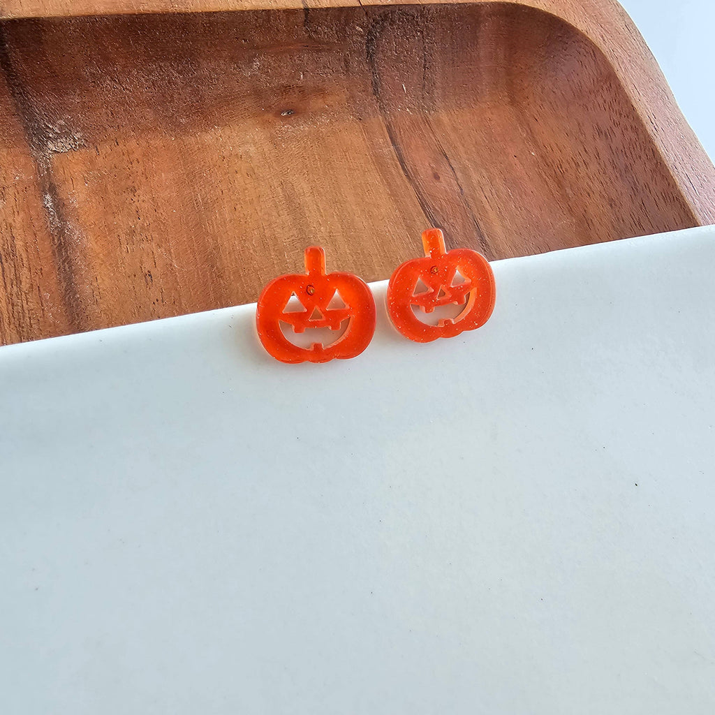 Jack O' Lantern Pumpkin Stud Earrings