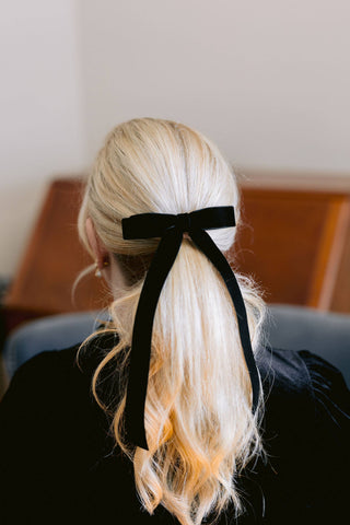 Long Velvet Bow Barrette