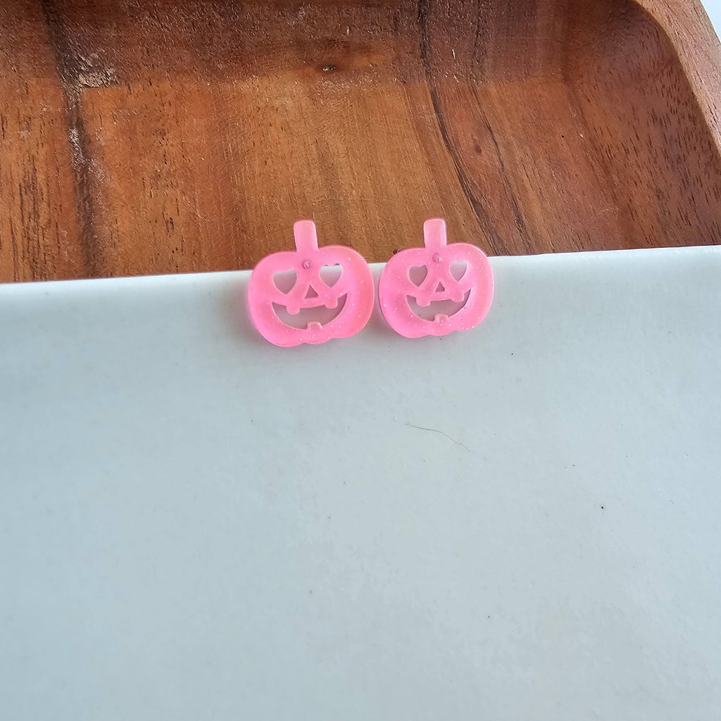 Pink Pumpkin Stud Earrings