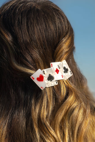 Playing Card Four Aces Alice French Barrette Wonderland