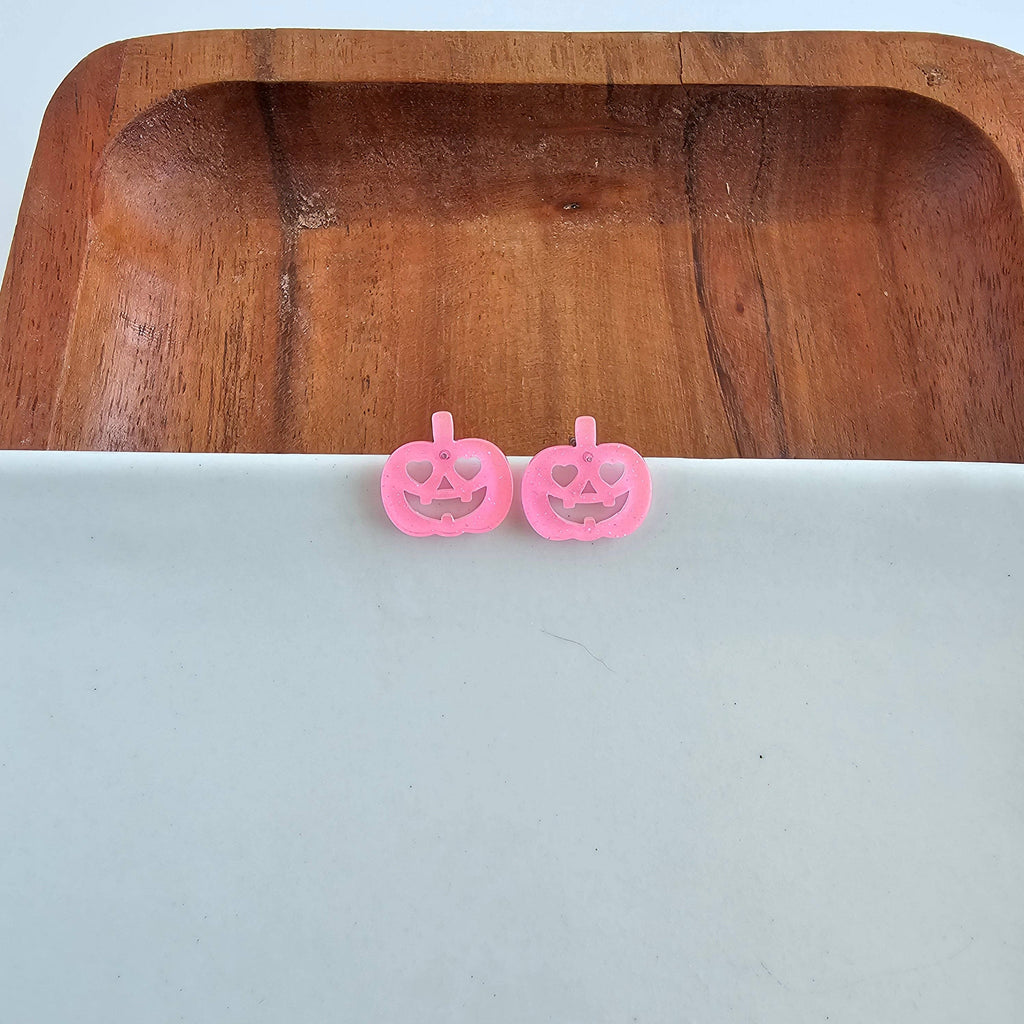 Pink Pumpkin Stud Earrings