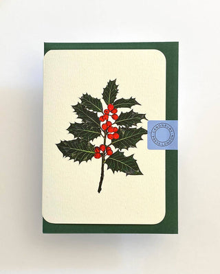 Holly Sprig Set of Cards with Green Envelopes