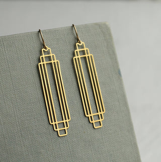 Art Deco Gold Rectangle Earrings