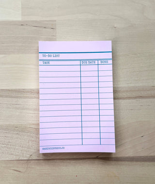 Library Card Notepad - Pink