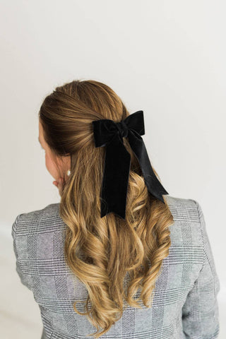 Wide Velvet Bow Barrette