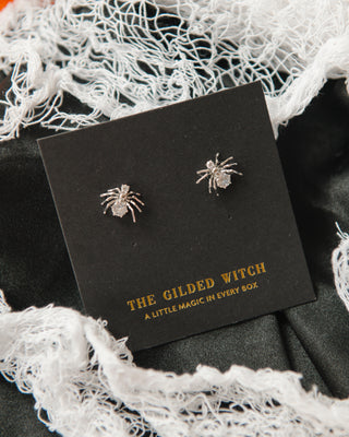 Silver Spider Stud Earrings: Spooky Chic Halloween Jewelry