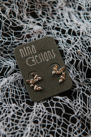 Sterling Silver Bat Cluster Post Earrings 12x13mm