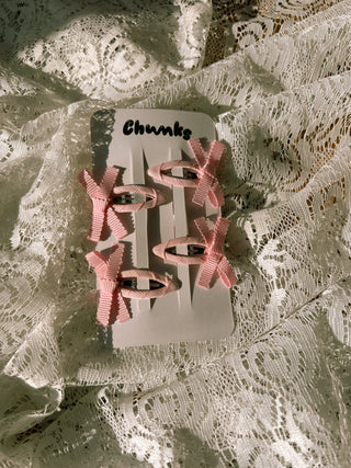 Bow Snap Clips in Blush