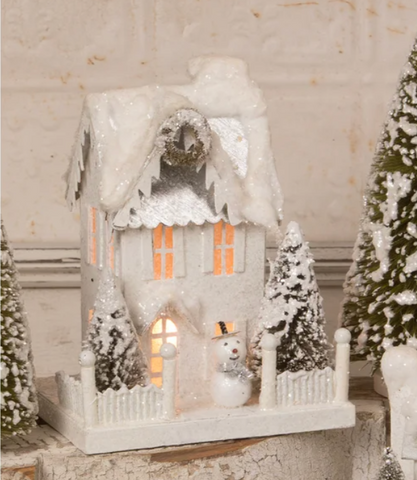White Glitter Snowfall House