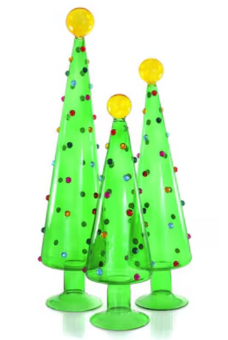 Transparent Green Jeweled Glass Tree - three sizes available