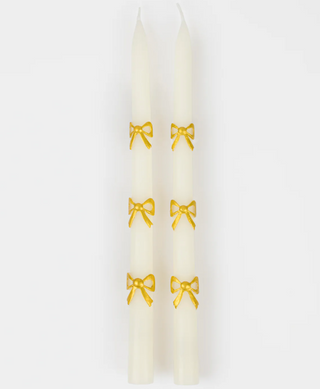 Gold Bow Taper Candles