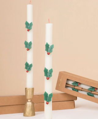 Holly Berry Taper Candles