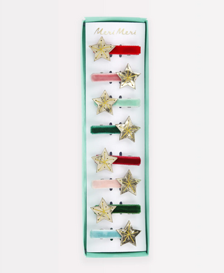 Gold Star Hair Clips - Set of 8