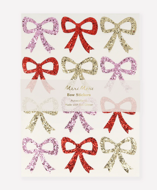 Glitter Bow Stickers - 8 sheets