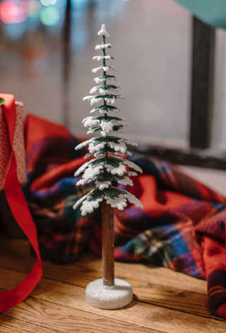 Frosted Green Glittered Papier-Mâché Tree - Tall