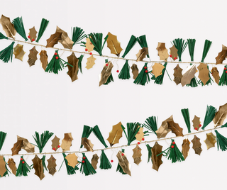 Pine Needles & Golden Holly Garland