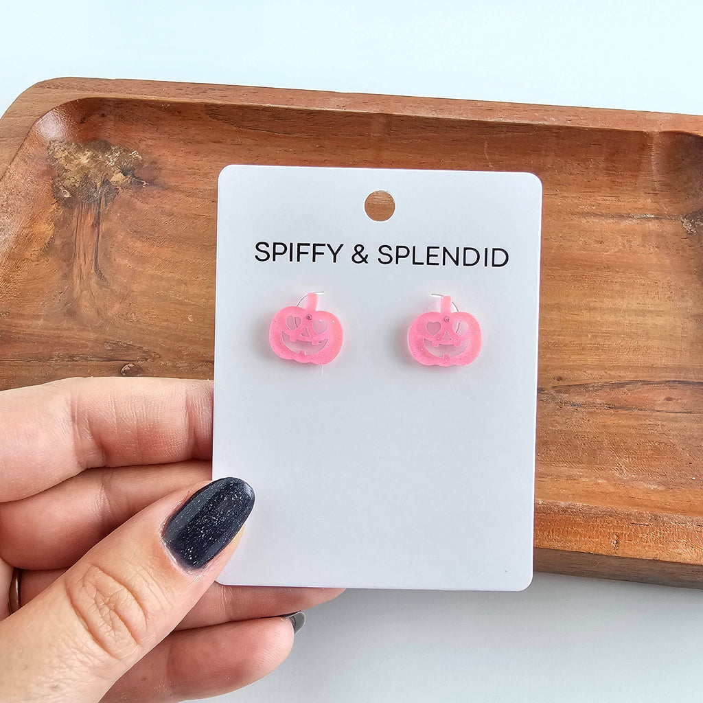 Pink Pumpkin Stud Earrings