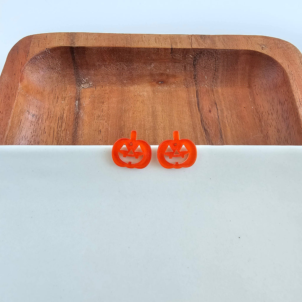 Jack O' Lantern Pumpkin Stud Earrings