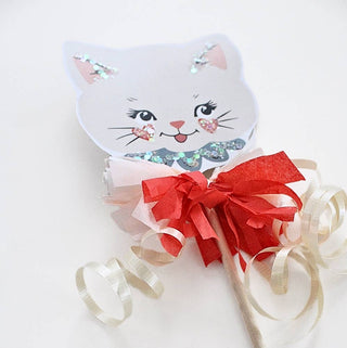 Vintage Kitty Valentine Handmade Glitter Cat Party Wand