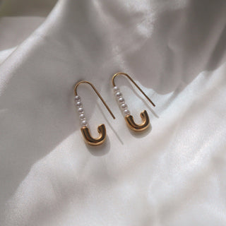 Pearl Safety Pin Earrings