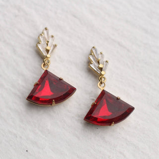 Art Deco Ruby Crystal Post Earrings