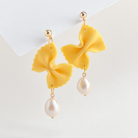 Fancy Farfalle Pasta Earrings | Polymer Clay Earrings