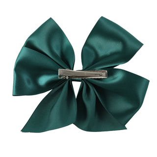 Dark Green Satin Bow Hair Clip