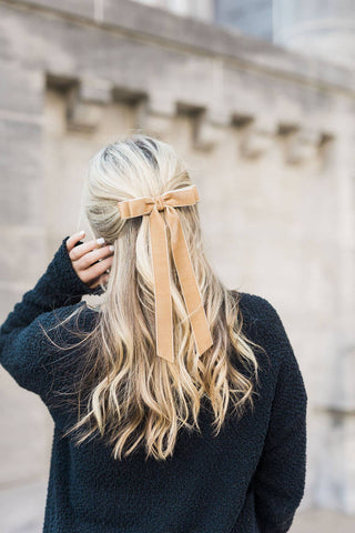 Long Velvet Bow Barrette