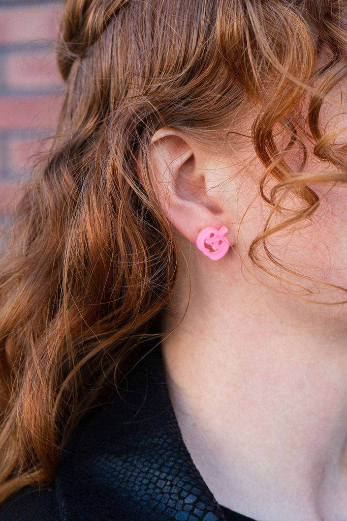 Pink Pumpkin Stud Earrings