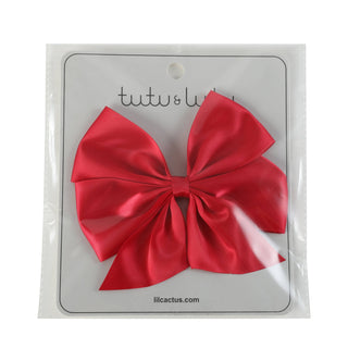 Red Satin Bow Hair Clip