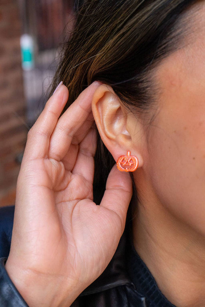 Jack O' Lantern Pumpkin Stud Earrings