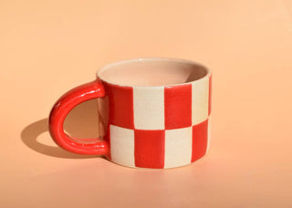 Red Checker Squatty Mug